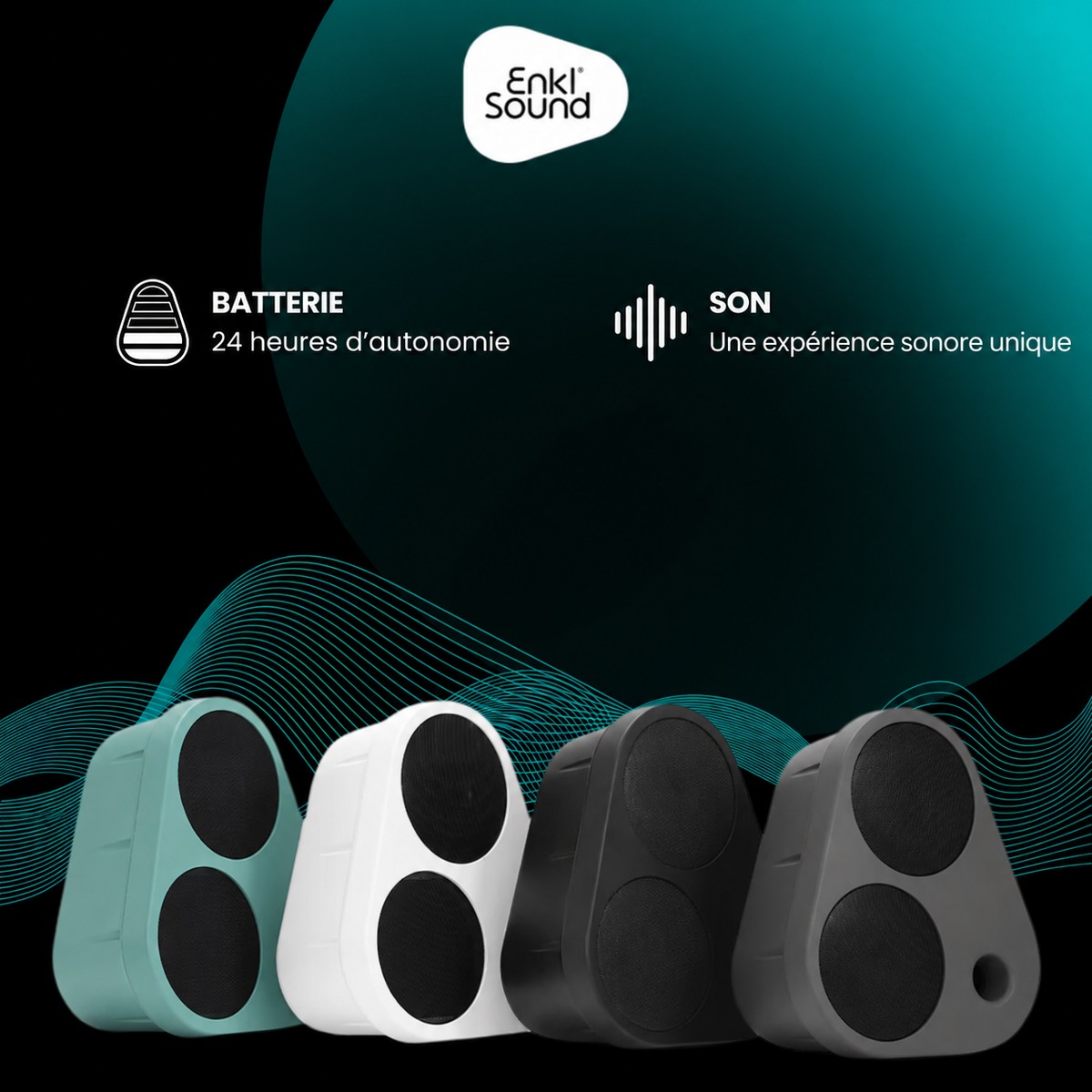 Enkl Sound ES2 - BATTERIE: 24 heures d’autonomie. SON: Une expérience sonore unique.